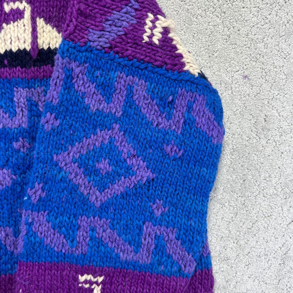Vintage Hand Made Wool Sweater L/XL?? Sailboat Nautical Knit Blue Chunky Ecuador - Picture 16 of 16